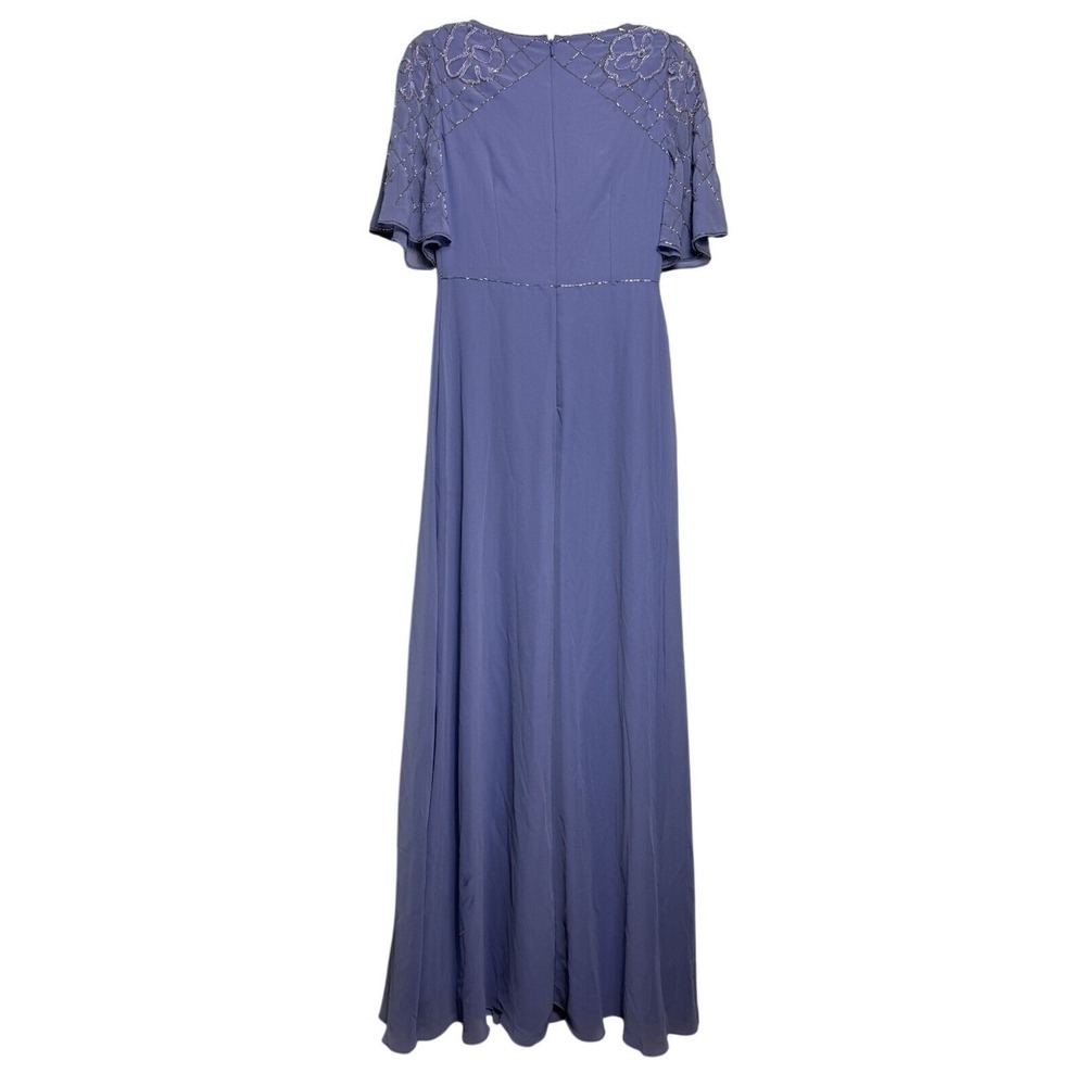 JS‎ Collections Lauren Gown 2 Steel Blue Beaded Flutter Sleeve Whimsigoth Fairy - Picture 8 of 11